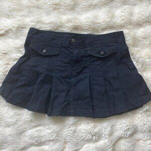 Jacob Connection Dark Wash Denim Y2K Pleated Low Rise Mini Skirt